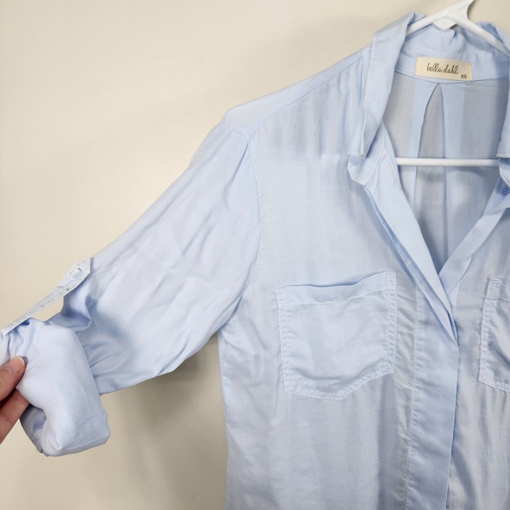Bella Dahl NWT Womens Light Blue Split Back Button Down Shirt XS Beach‎ Coastal - Picture 6 of 13